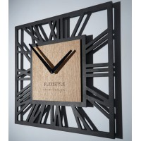 Nástenné hodiny loft piccolo štvorcové 30cm, dub-čierna z219b